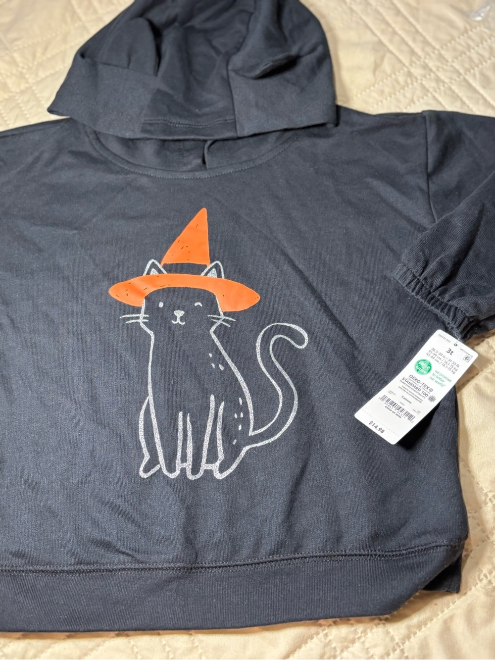 Carter’s 3T Black Cat Hoodie with Orange Witch Hat
